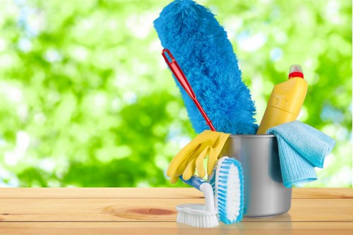 Carpet cleaning equipment and room setup illustration