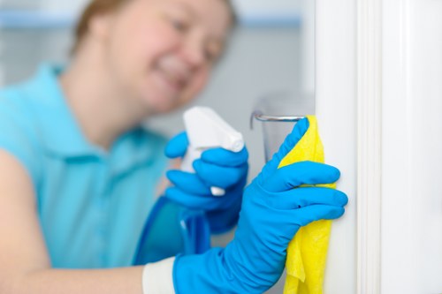 Careful spot cleaning of a carpet stain in a Kentishtown flat